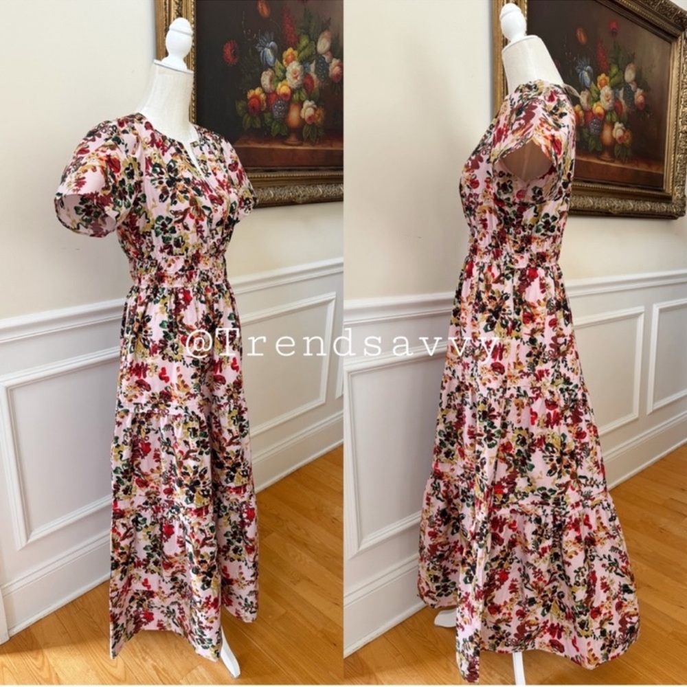 Anthropologie Somerset Floral Cotton Maxi Dress Pink Cottagecore Size S NWT - Picture 14 of 17